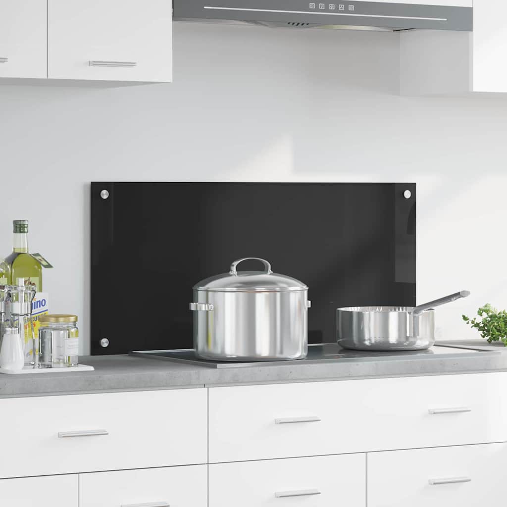 Køkkenbacksplash Sort 90 x 40 cm hærdet glas