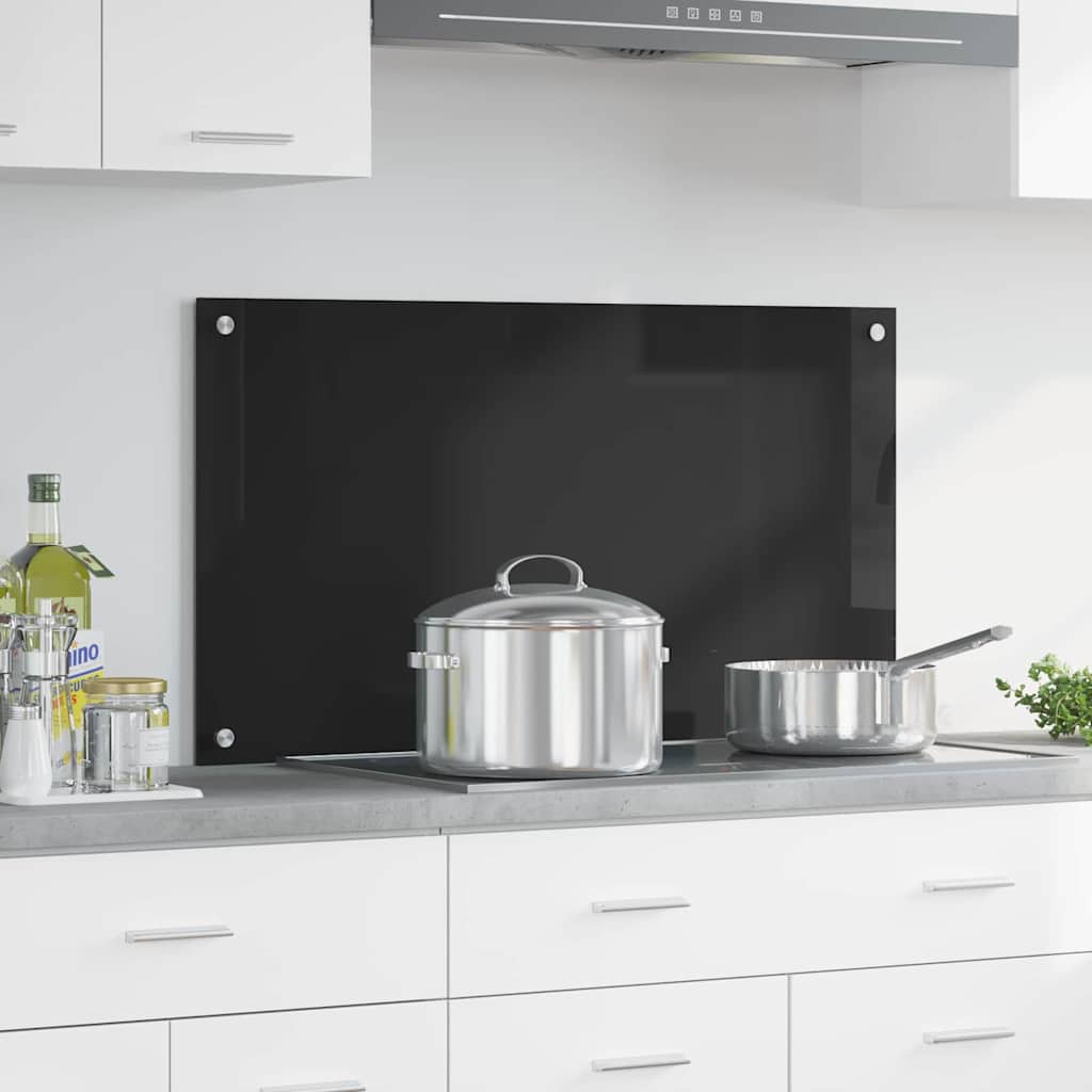 Køkkenbacksplash Sort 90 x 50 cm hærdet glas
