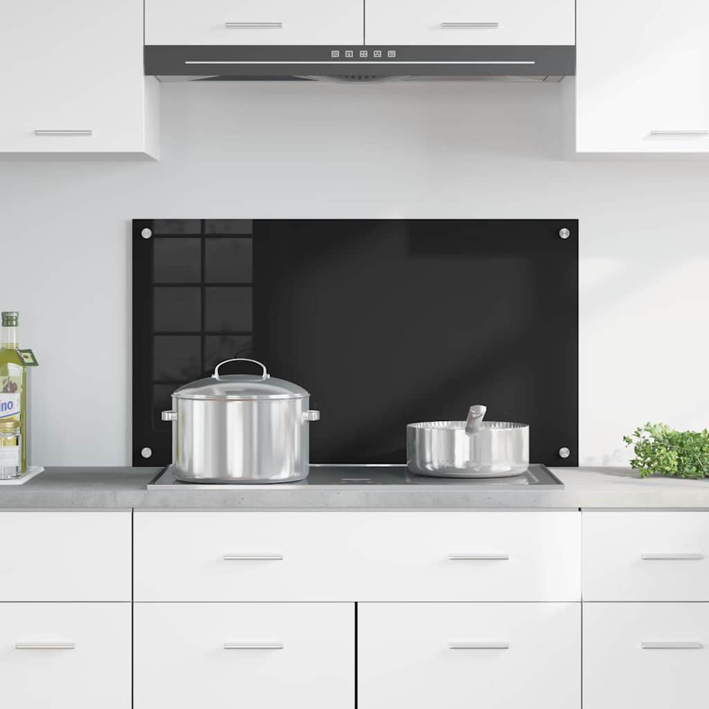 Køkkenbacksplash Sort 90 x 50 cm hærdet glas