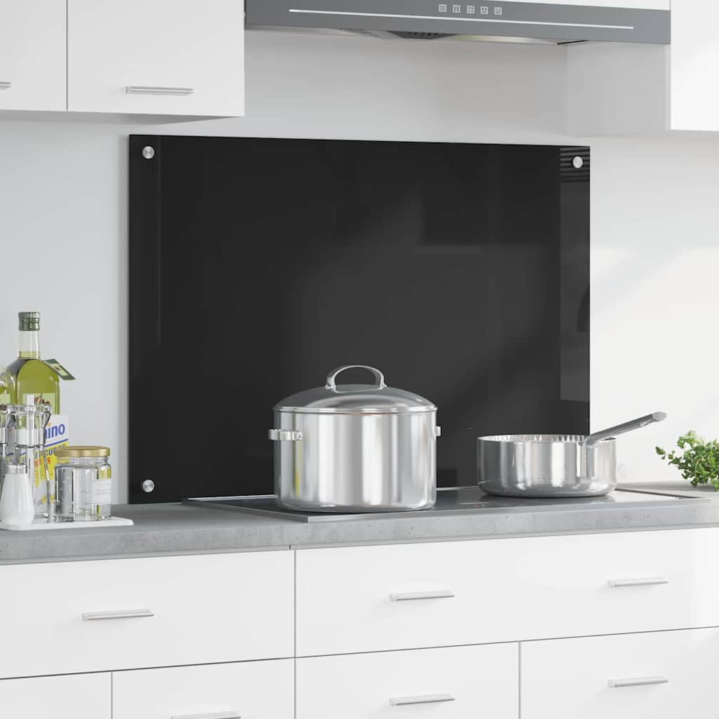 Køkkenbacksplash Sort 90 x 60 cm hærdet glas