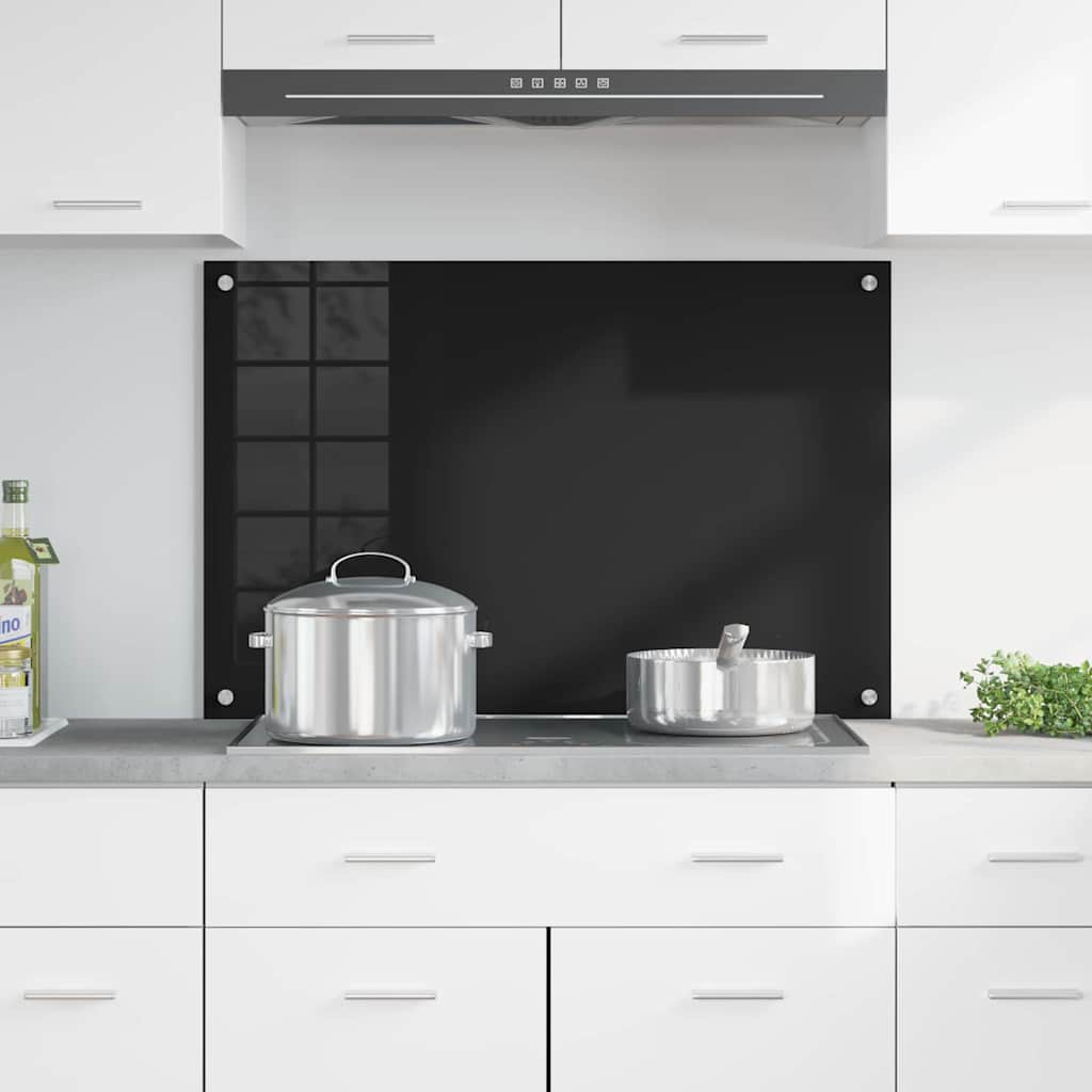 Køkkenbacksplash Sort 90 x 60 cm hærdet glas
