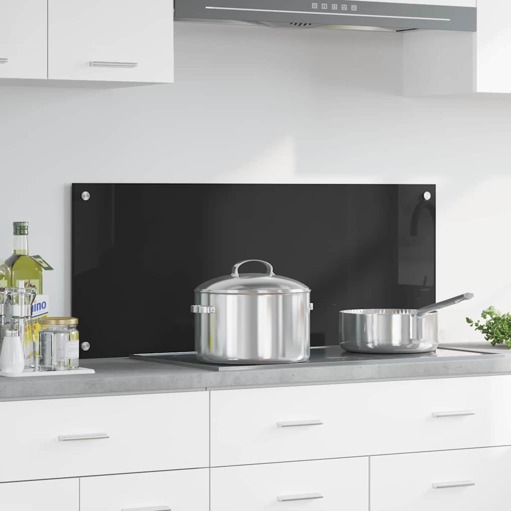 Køkkenbacksplash Sort 100 x 40 cm hærdet glas