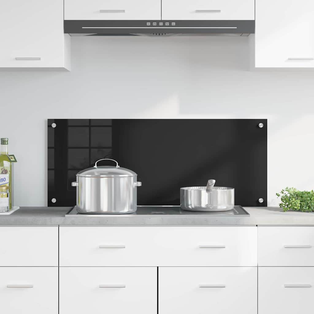 Køkkenbacksplash Sort 100 x 40 cm hærdet glas