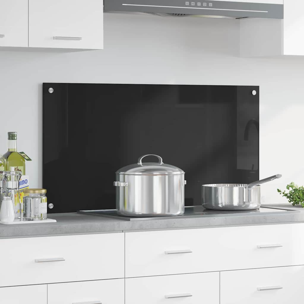 Køkkenbacksplash Sort 100 x 50 cm hærdet glas
