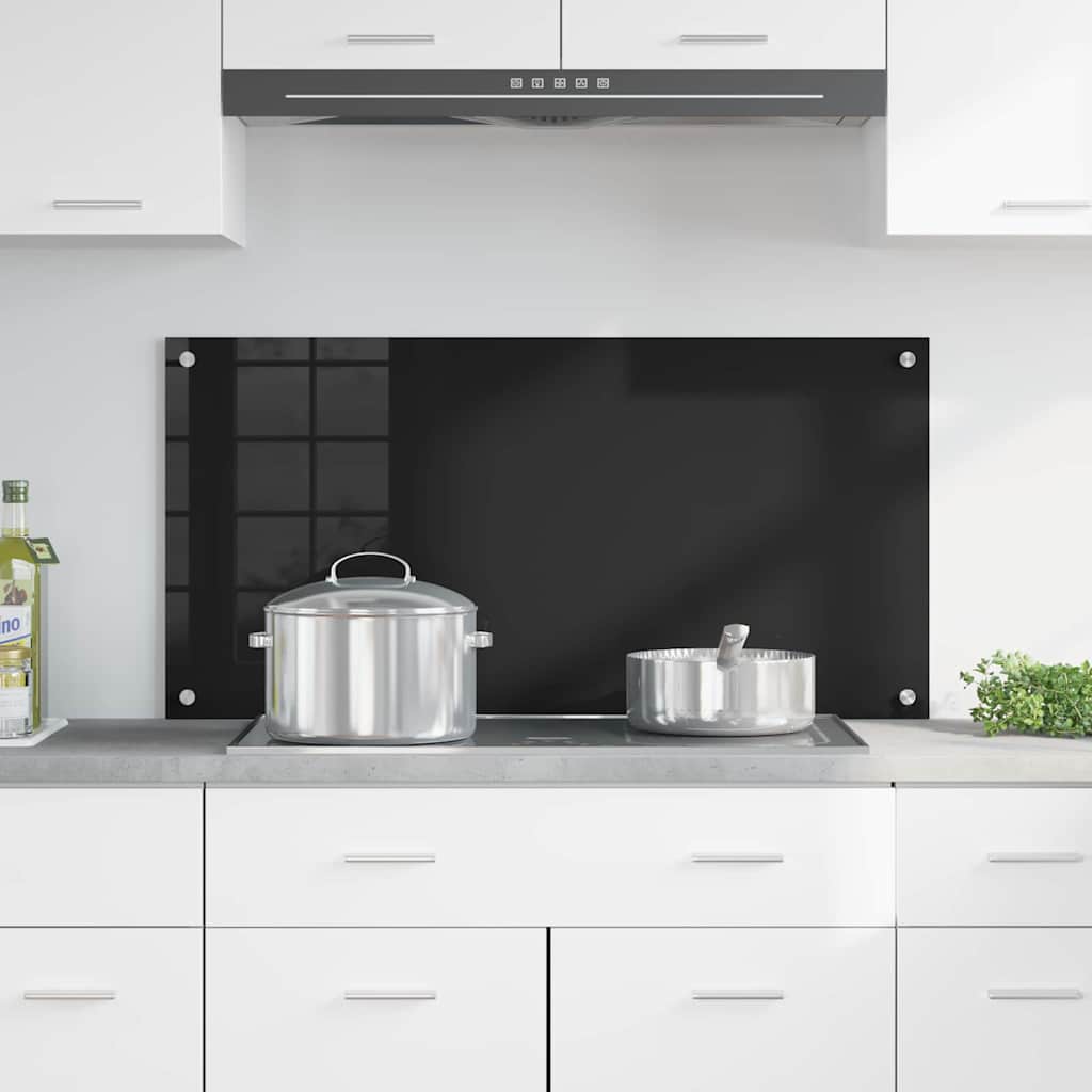 Køkkenbacksplash Sort 100 x 50 cm hærdet glas