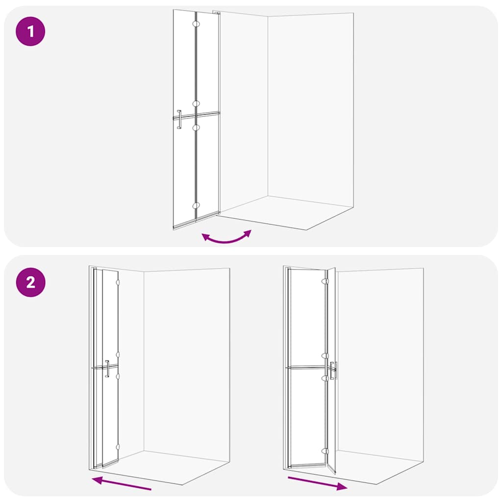 Walk-In brusevæg Sort 70 x 6,5 x 190 cm