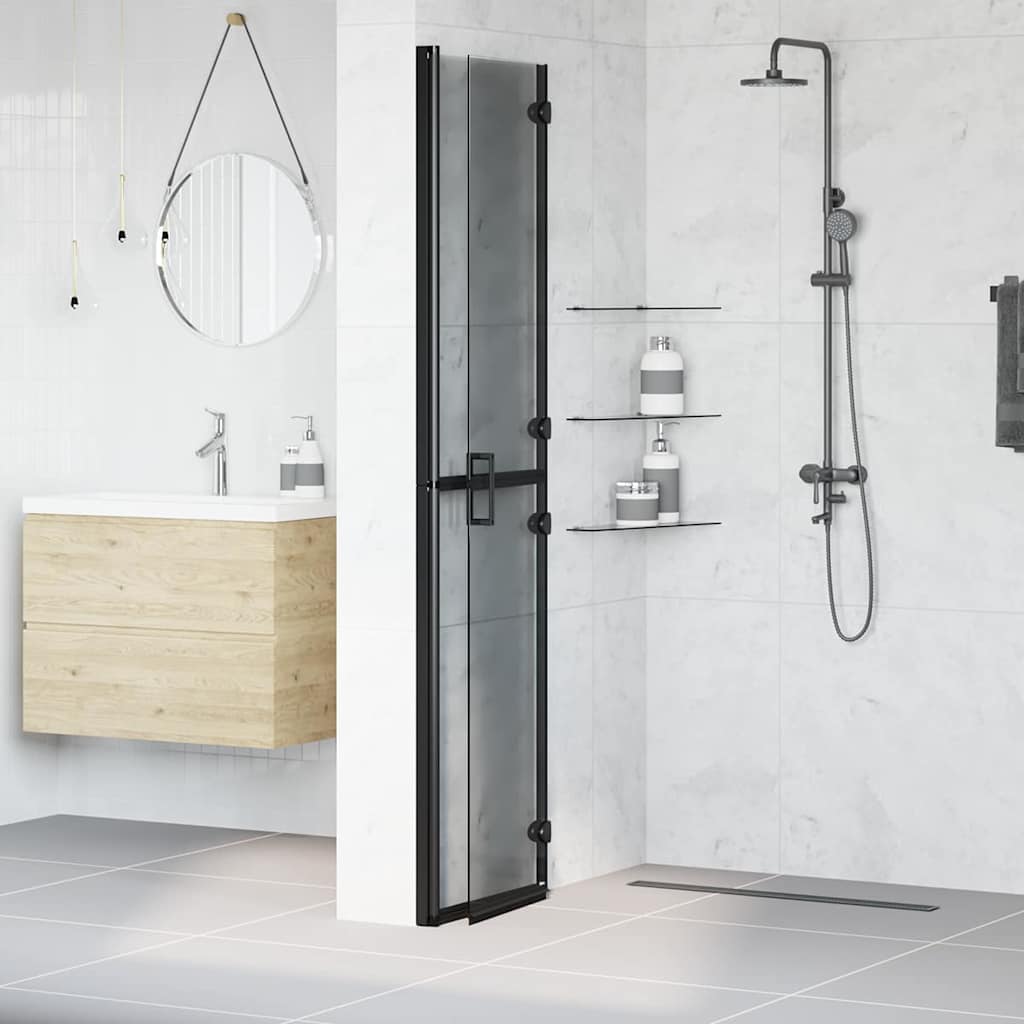 Walk-In brusevæg Sort 90 x 6.5 x 190 cm