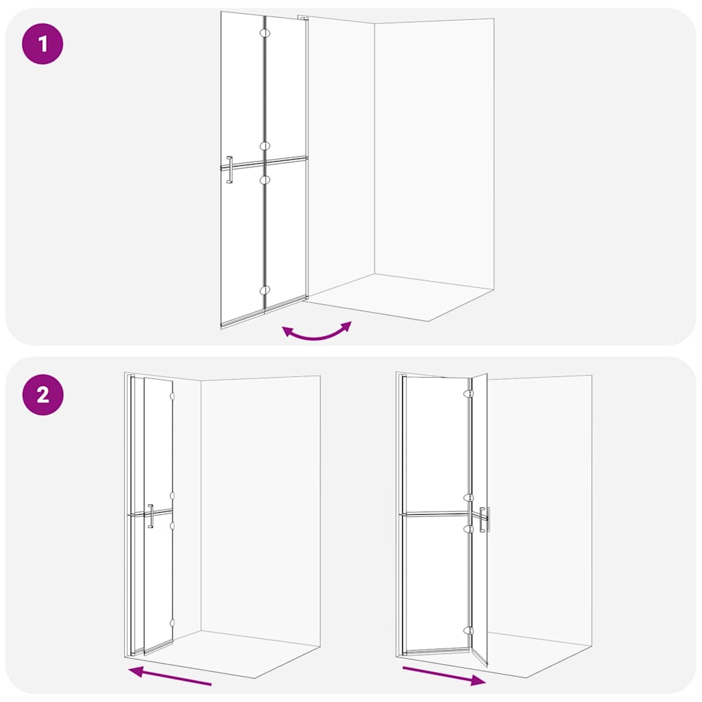 Walk-In brusevæg Sort 90 x 6.5 x 190 cm