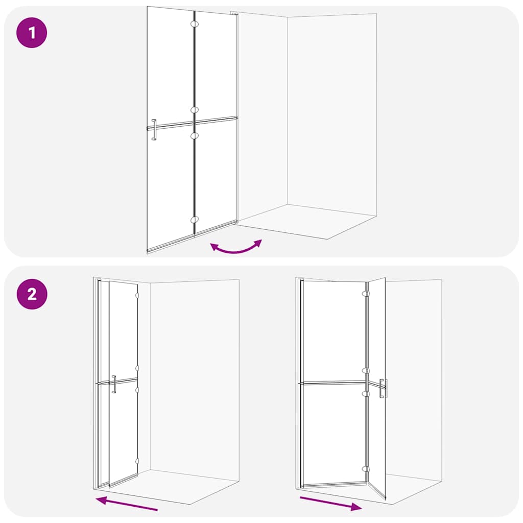 Walk-In brusevæg Sort 120 x 6,5 x 190 cm