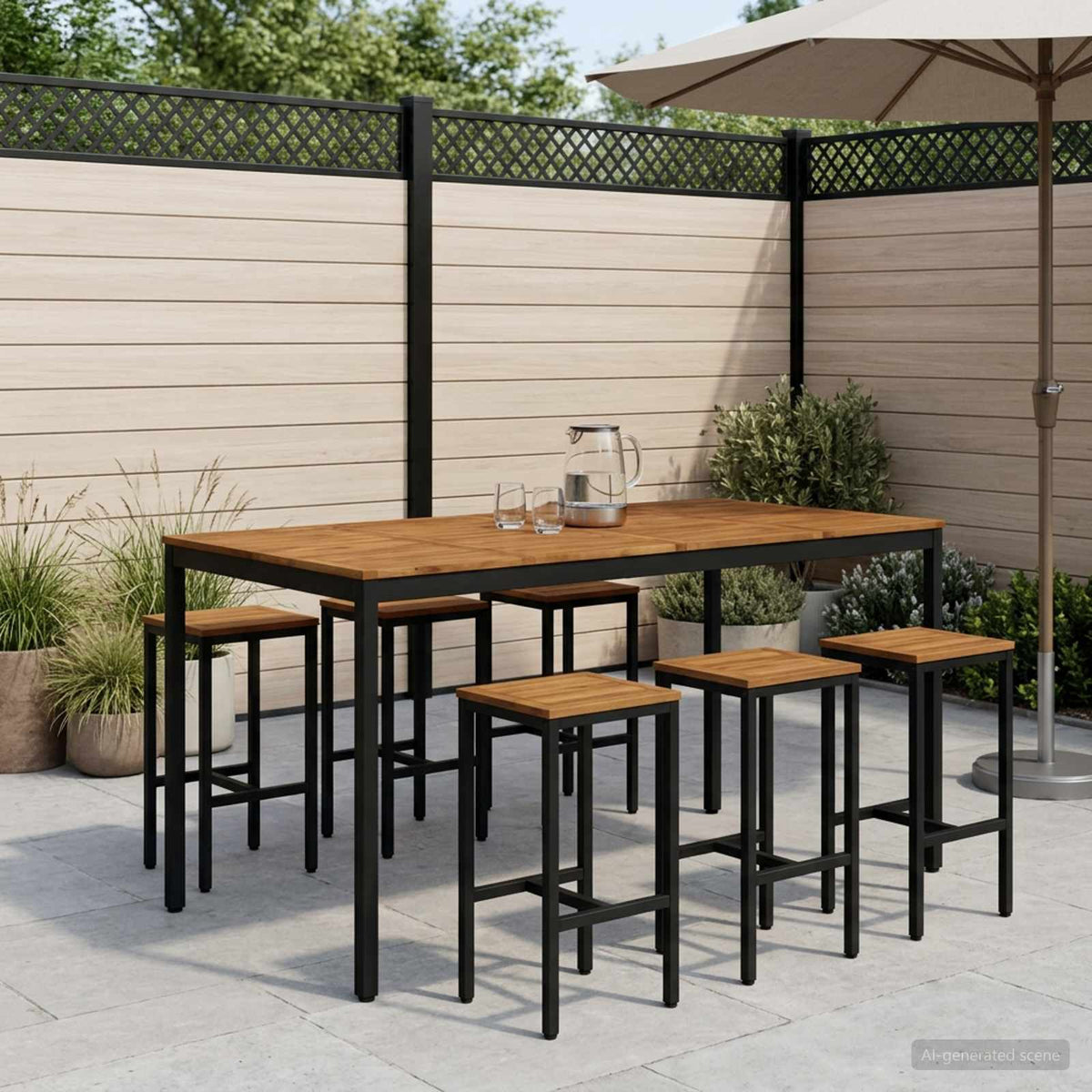 Have Bar Bord Naturfarvet og sort 196 x 100,5 x 105 cm