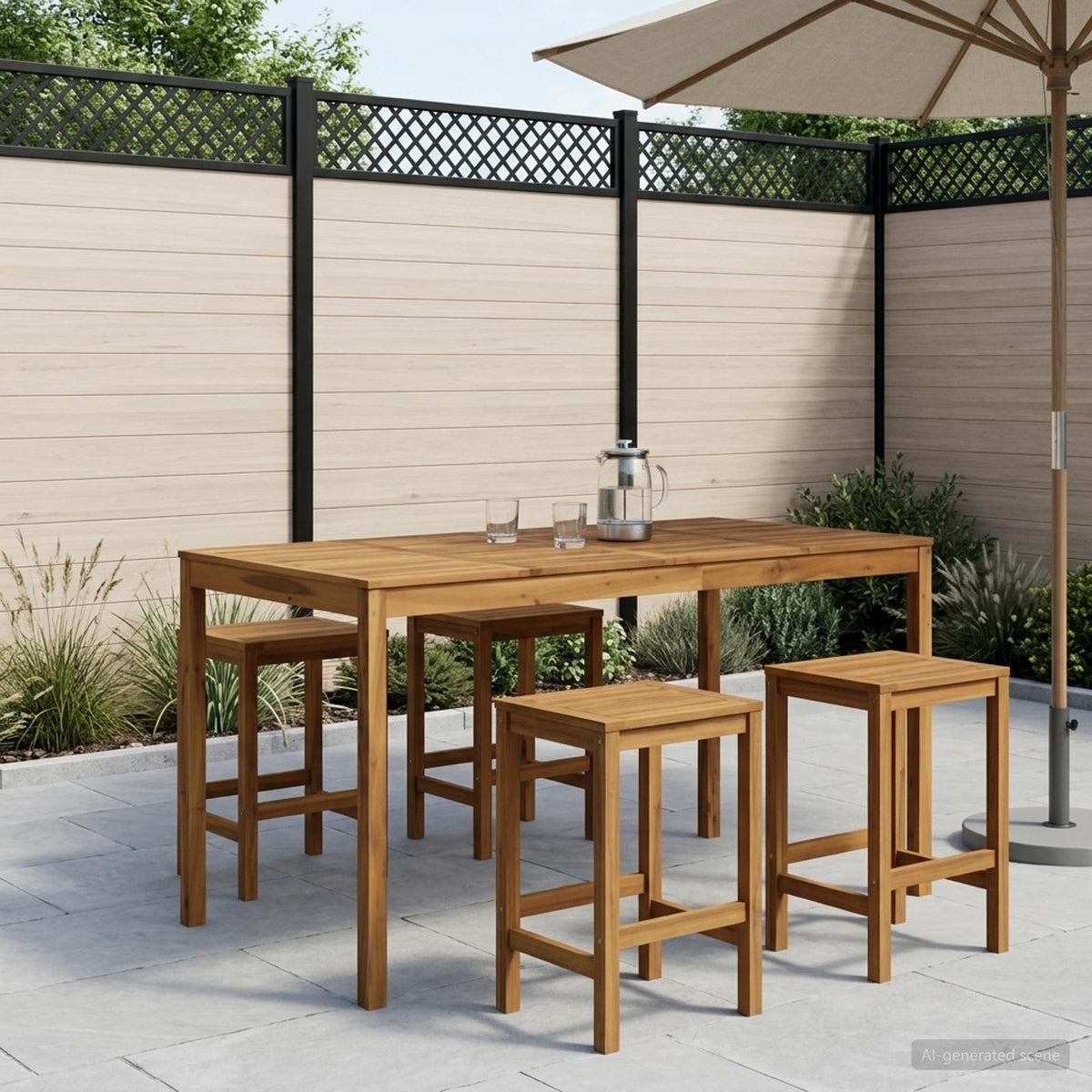 Have Bar Bord Hvid 196 x 100 x 105 cm Massivt Akacietræ