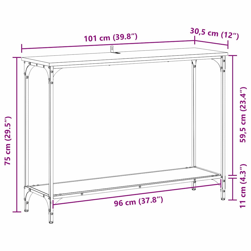 Konsolbord Gammelt træ 101 x 30.5 x 75 cm Konstrueret træ