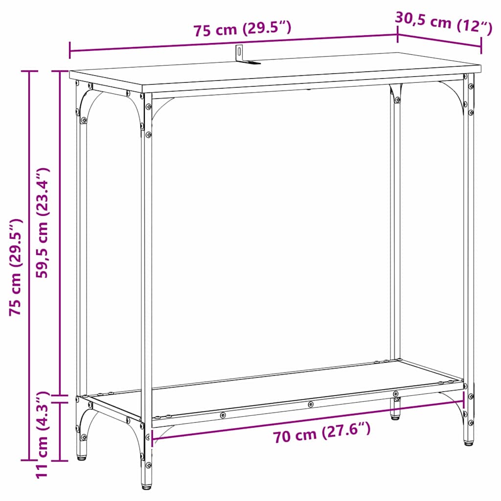 Konsolbord Gammelt træ 75 x 30.5 x 75 cm Konstrueret træ