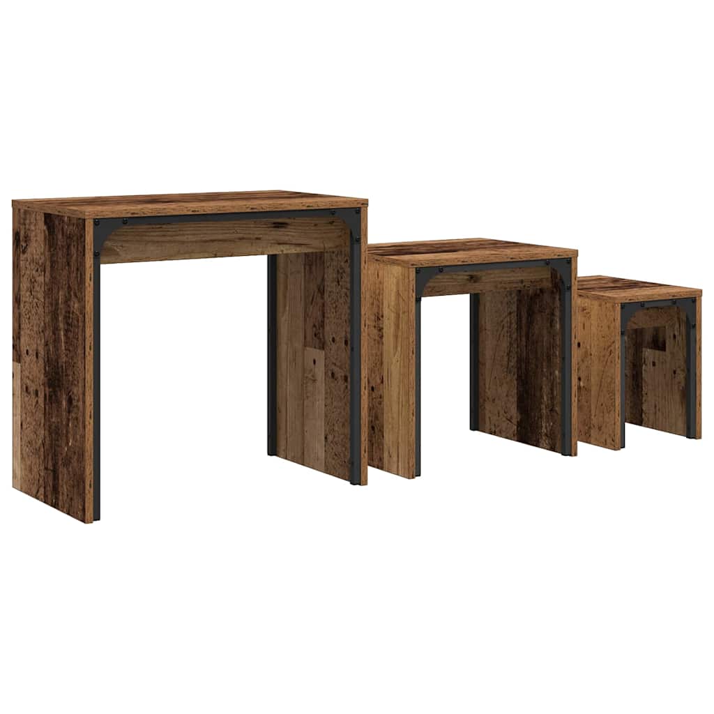 Sofabord 3 stk. Gammelt træ 60 x 35 x 56 cm Konstrueret træ