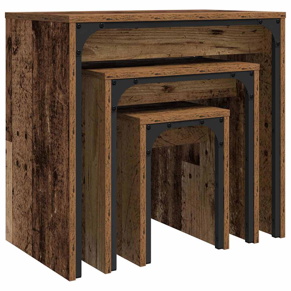 Sofabord 3 stk. Gammelt træ 60 x 35 x 56 cm Konstrueret træ