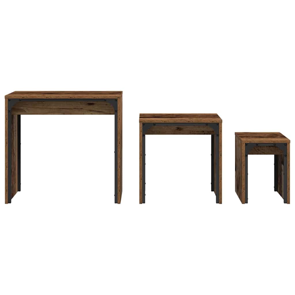 Sofabord 3 stk. Gammelt træ 60 x 35 x 56 cm Konstrueret træ