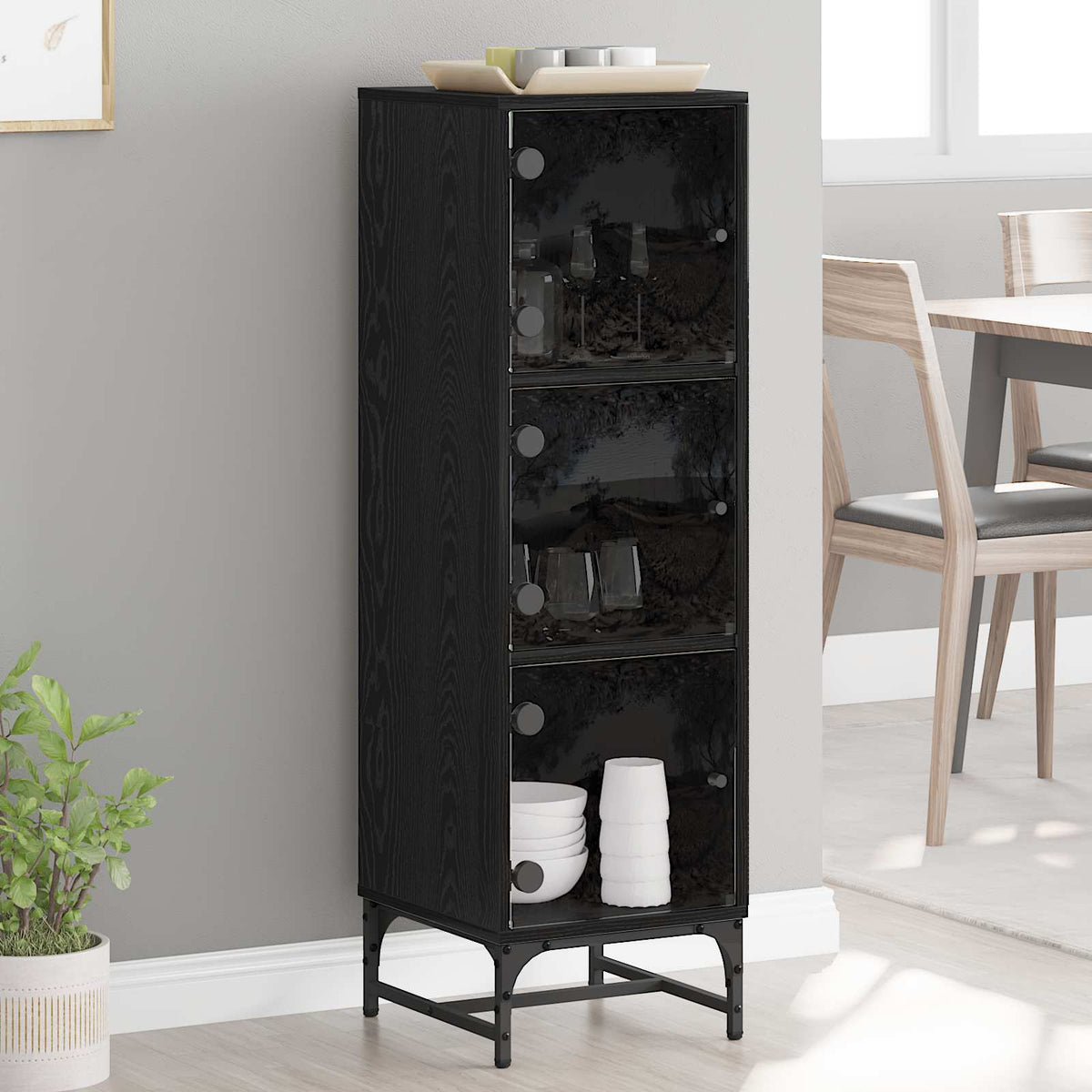 Sideboard Sort eg 35 x 37 x 117 cm