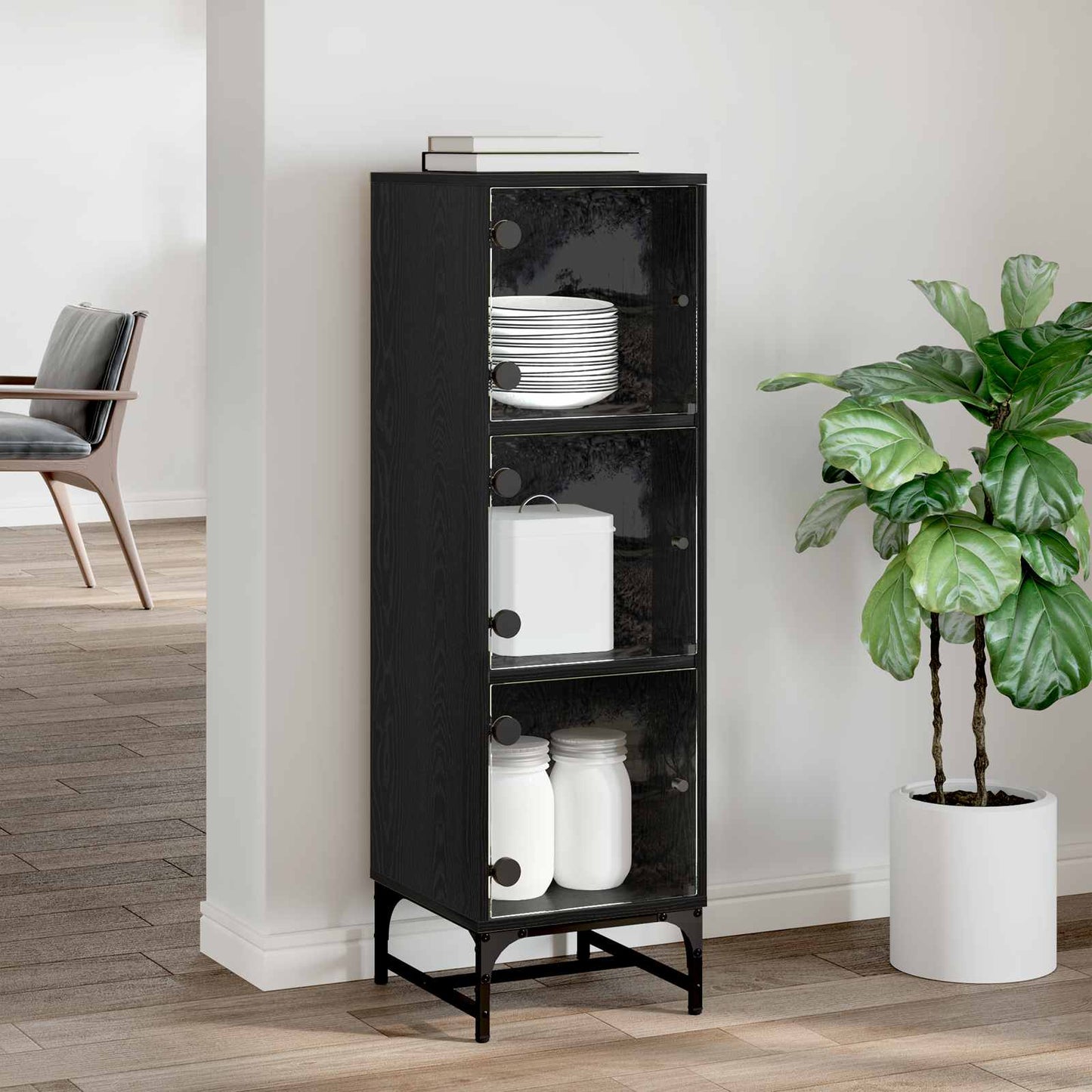 Sideboard Sort eg 35 x 37 x 117 cm