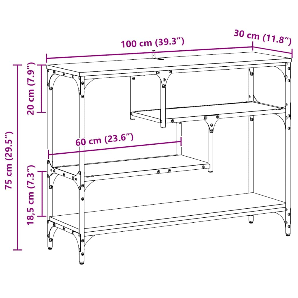 Konsolbord Gammelt træ 100 x 30 x 75 cm Konstrueret træ