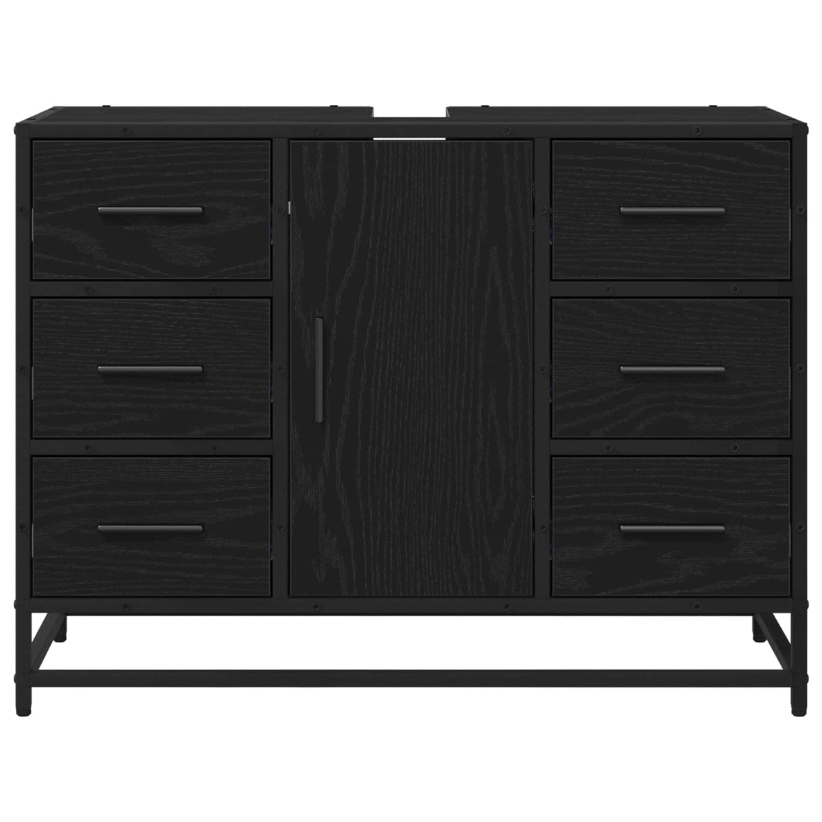 Badeværelsesskab Sort eg 80 x 33 x 60 cm Konstrueret træ