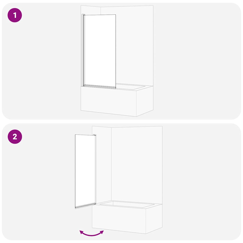 Bade Bruse skærm Sort 68 x 130 cm Sikkert glas