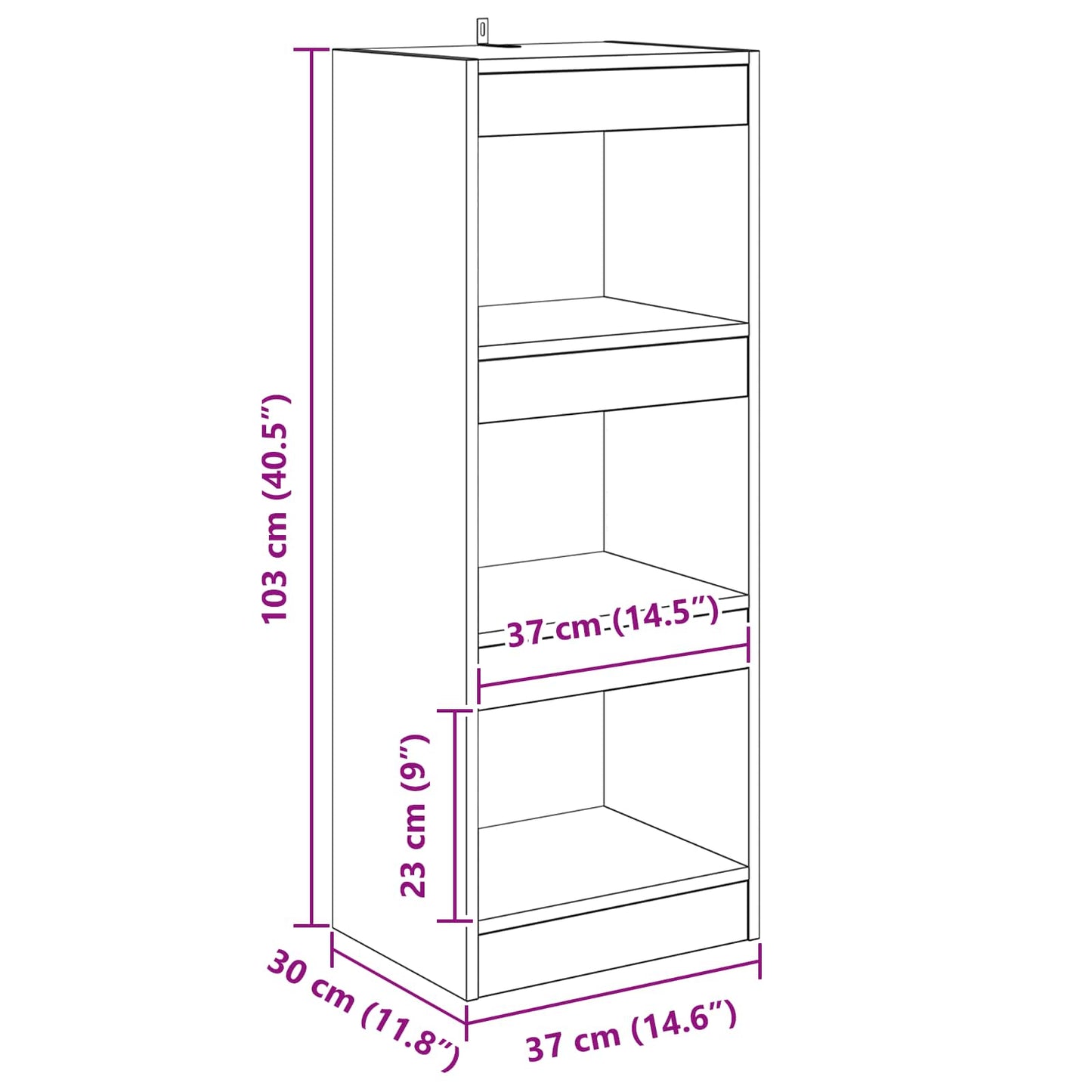 Bogskab 3 niveauer 37 x 30 x 103 cm Konstrueret træ Sort eg