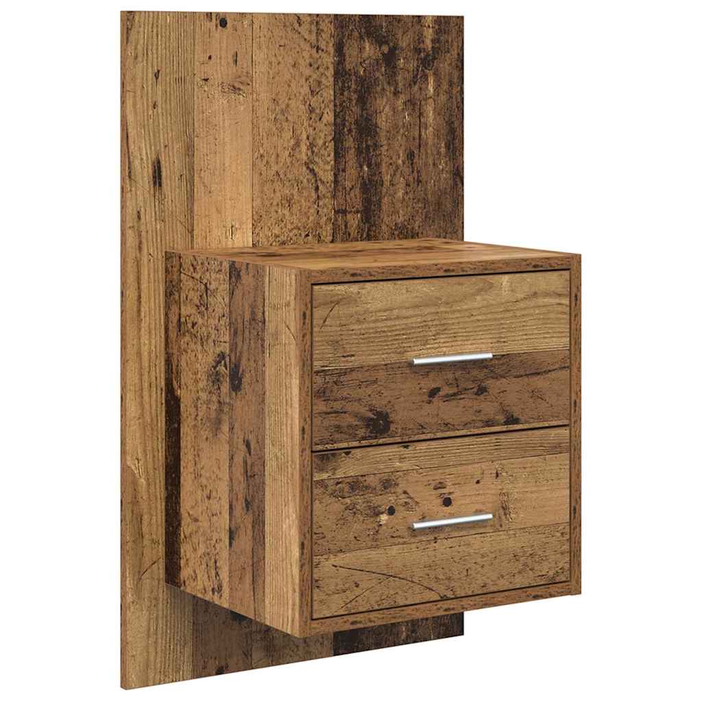 Vægmonteret natbord 2 stk. Gammelt træ 48,5 x 32,5 x 80 cm