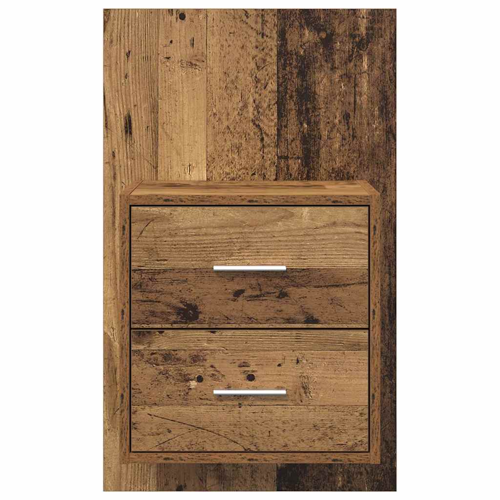 Vægmonteret natbord 2 stk. Gammelt træ 48,5 x 32,5 x 80 cm