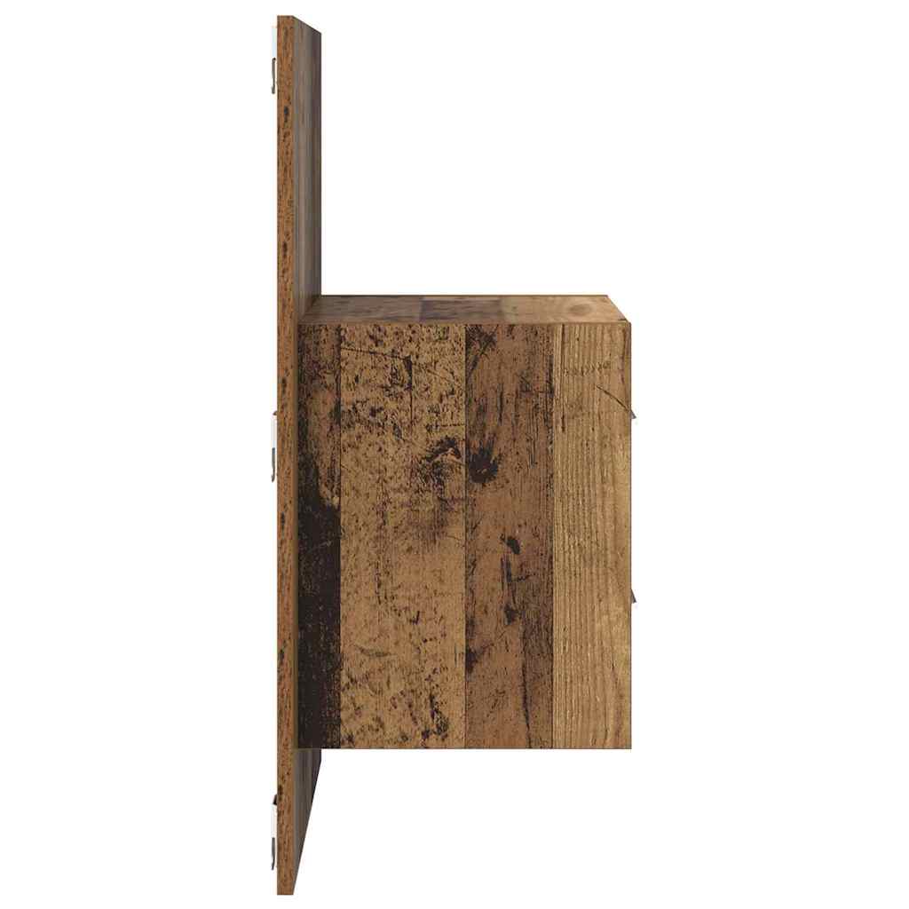 Vægmonteret natbord 2 stk. Gammelt træ 48,5 x 32,5 x 80 cm