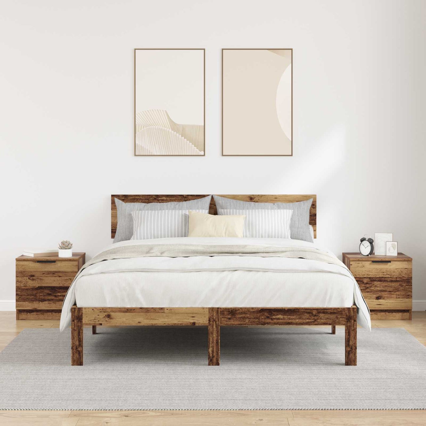 Sengeskab 2 stk. Gammelt træ 40 x 39 x 40 cm Konstrueret træ