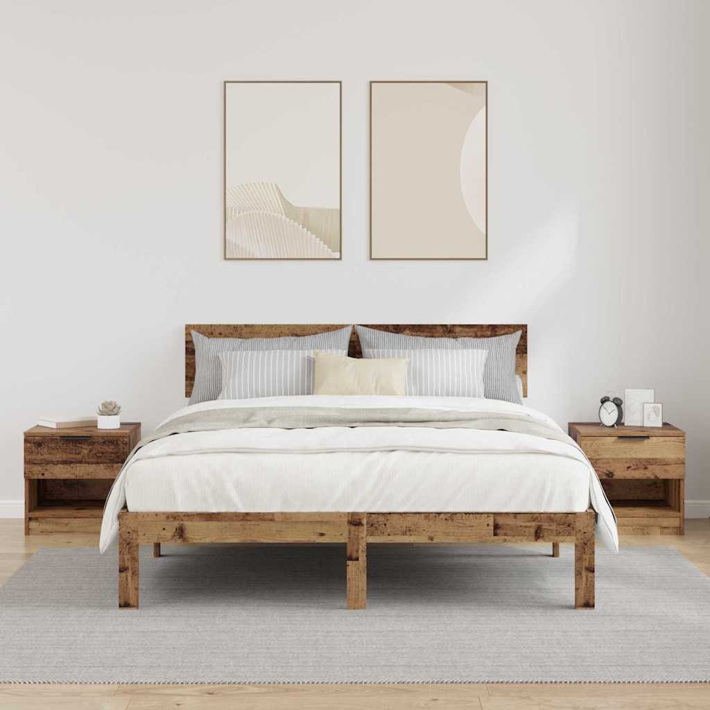 Sengeskab 2 stk. Gammelt træ 40 x 39 x 40 cm Konstrueret træ