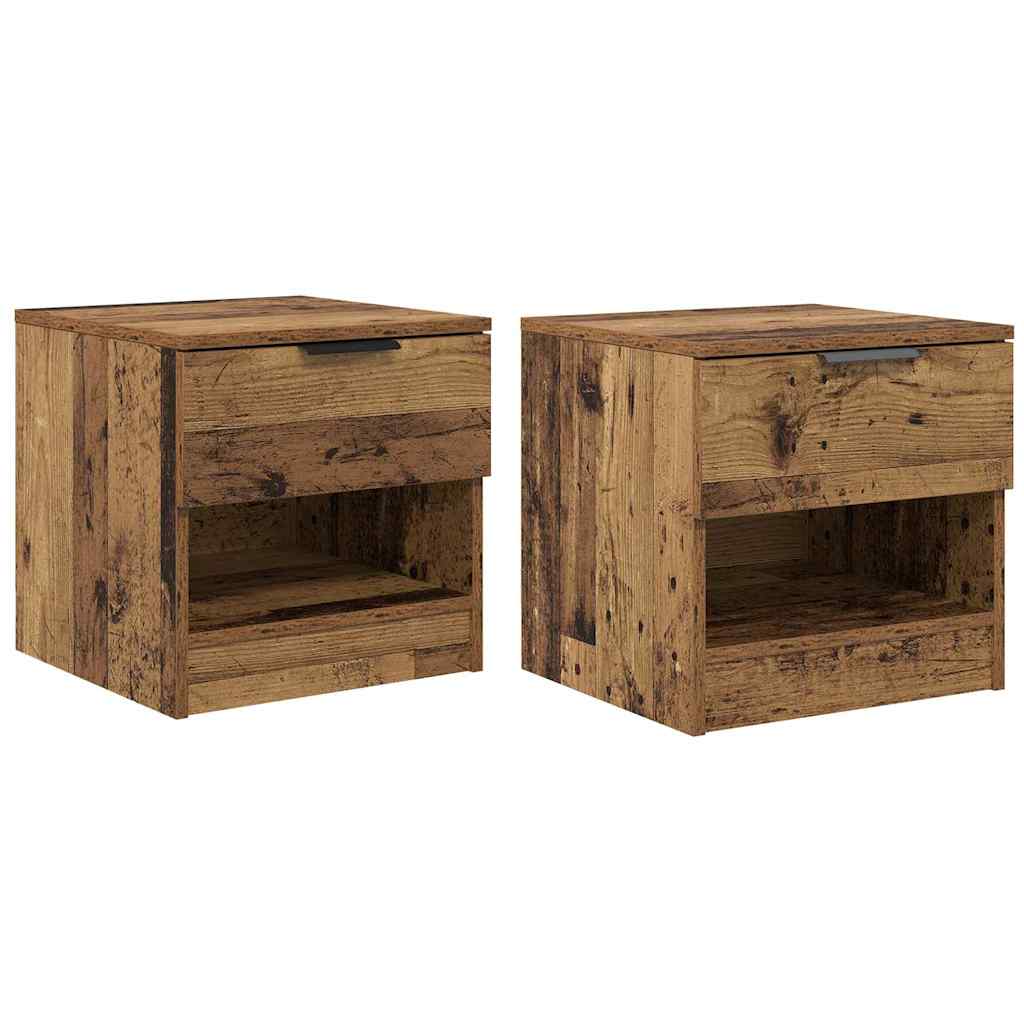Sengeskab 2 stk. Gammelt træ 40 x 39 x 40 cm Konstrueret træ