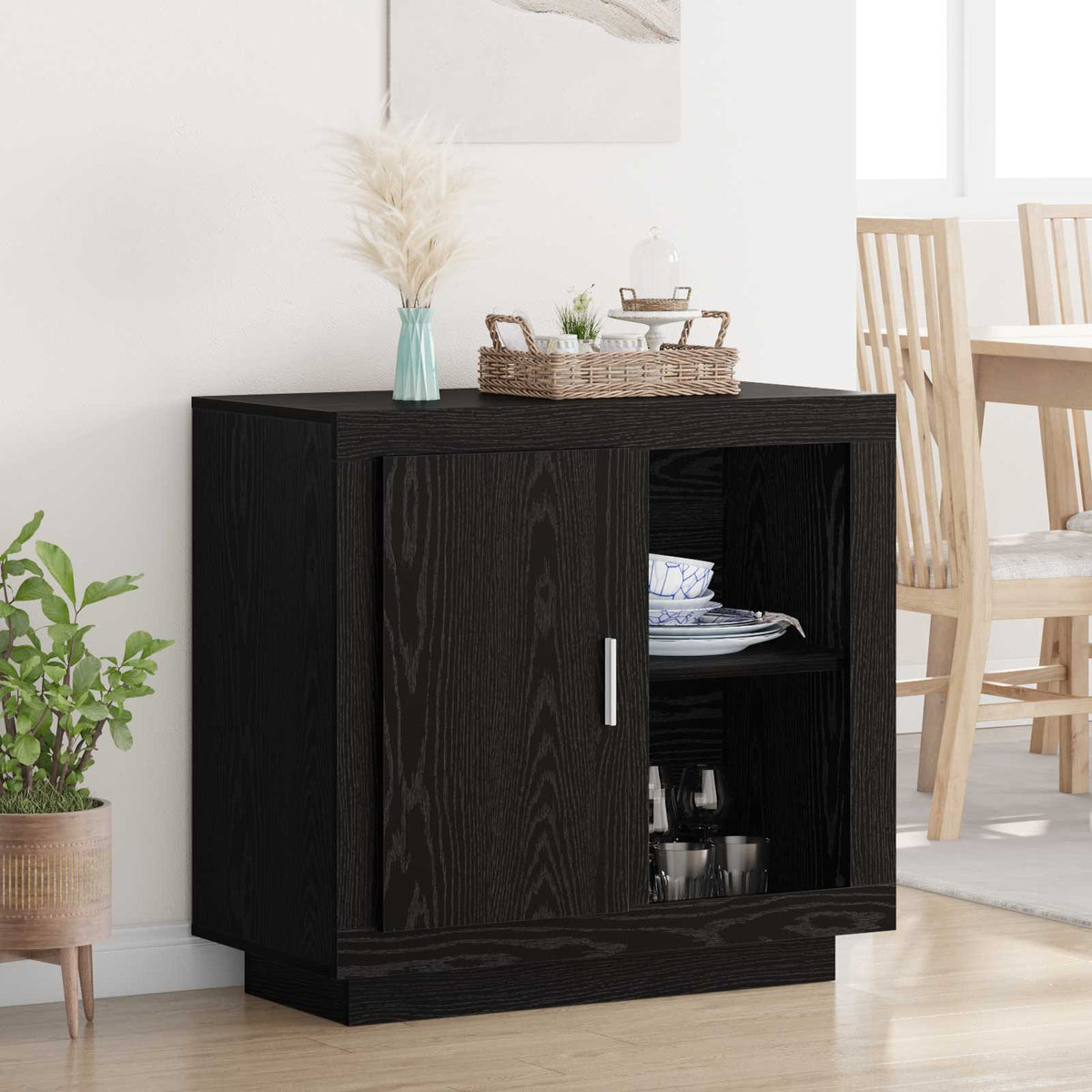 Sideboard Sort eg 80 x 40 x 75 cm Konstrueret træ