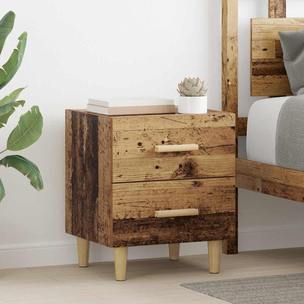 Sengeskab 2 stk. Gammelt træ 40 x 35 x 47,5 cm Konstrueret træ