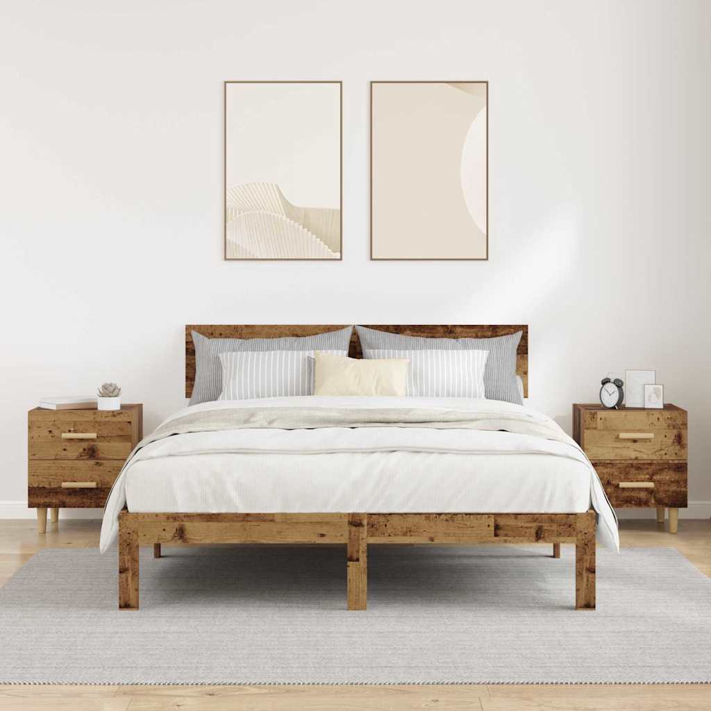Sengeskab 2 stk. Gammelt træ 40 x 35 x 47,5 cm Konstrueret træ