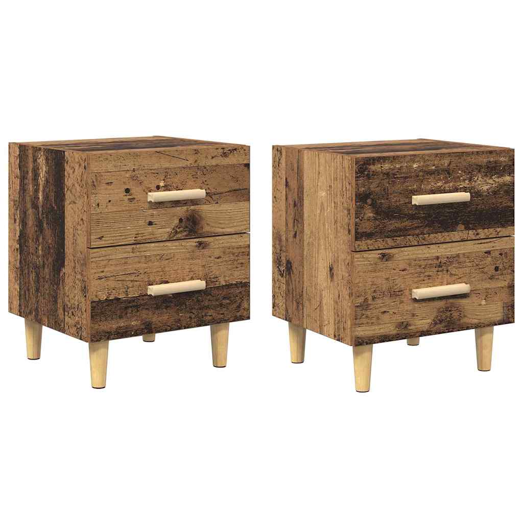 Sengeskab 2 stk. Gammelt træ 40 x 35 x 47,5 cm Konstrueret træ
