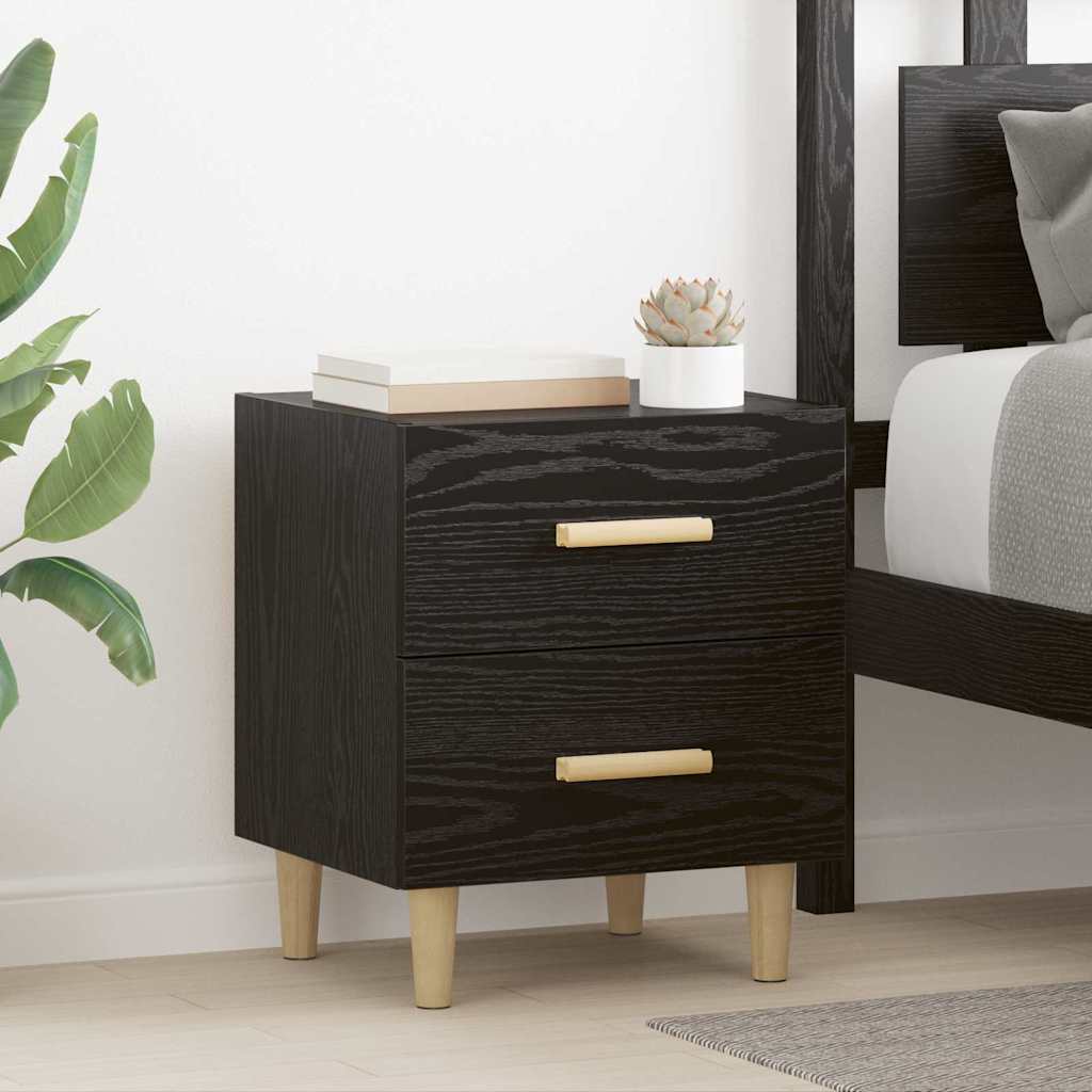 Sengeskab 2 stk. Sort eg 40 x 35 x 47,5 cm Konstrueret træ