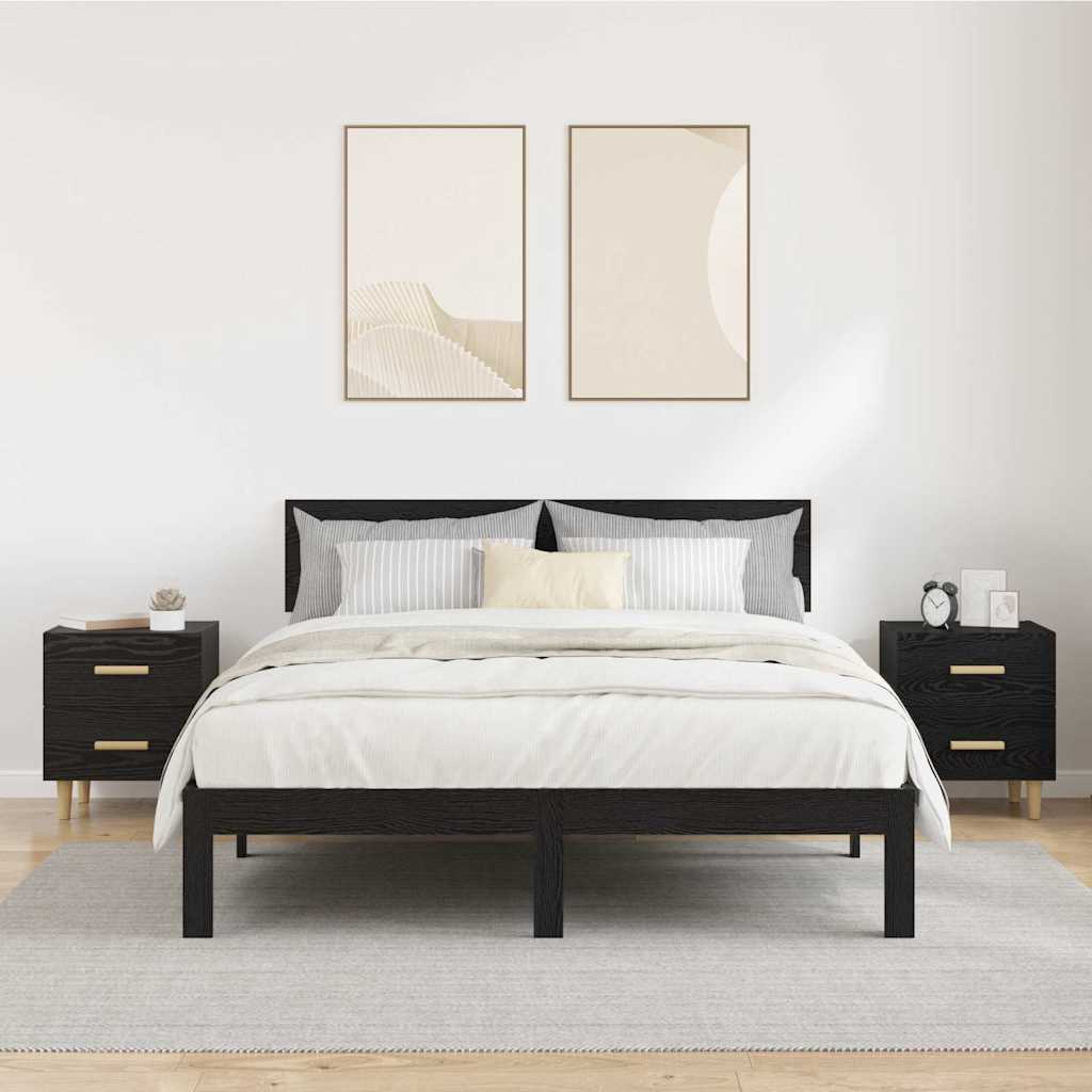 Sengeskab 2 stk. Sort eg 40 x 35 x 47,5 cm Konstrueret træ