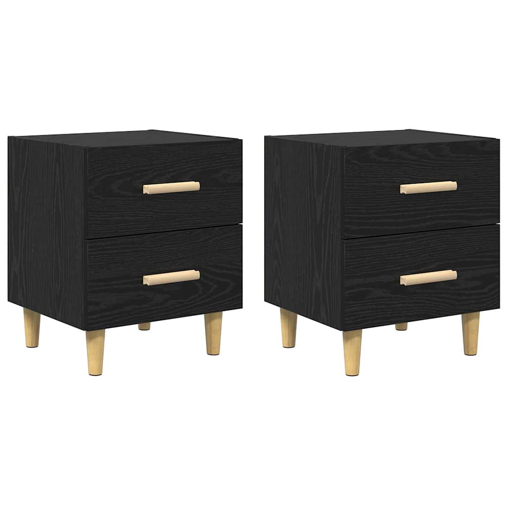Sengeskab 2 stk. Sort eg 40 x 35 x 47,5 cm Konstrueret træ
