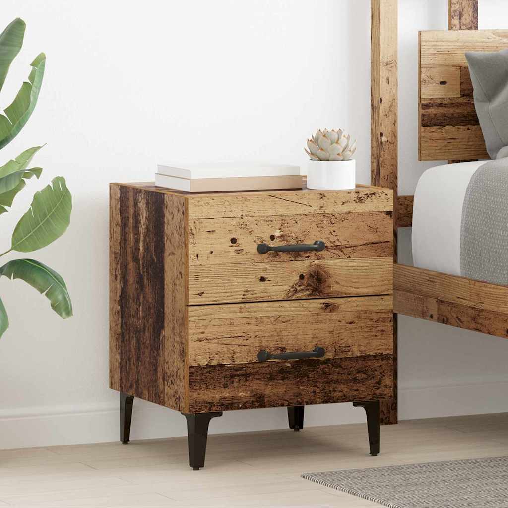 Sengeskab 2 stk. Gammelt træ 40 x 35 x 47,5 cm Konstrueret træ