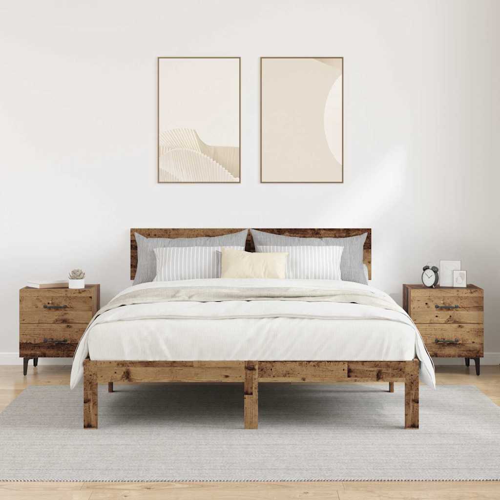 Sengeskab 2 stk. Gammelt træ 40 x 35 x 47,5 cm Konstrueret træ