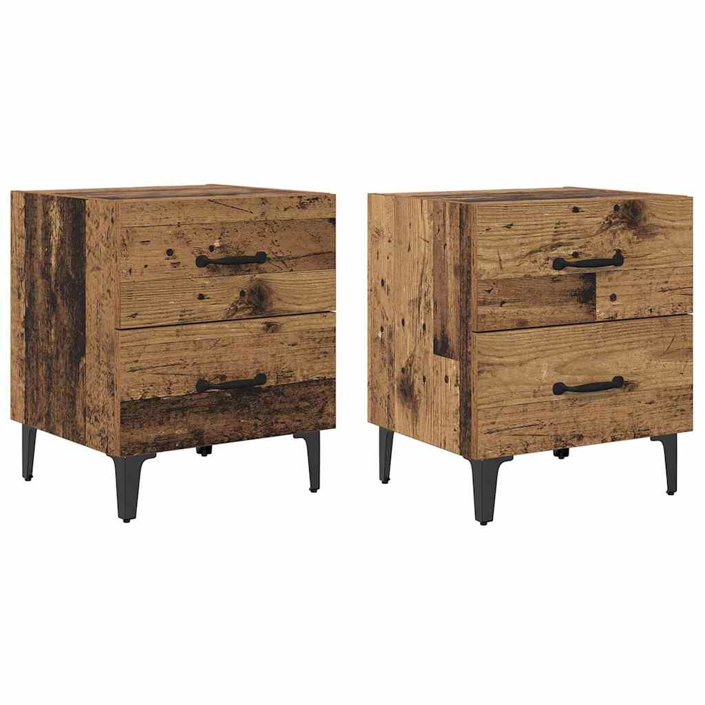 Sengeskab 2 stk. Gammelt træ 40 x 35 x 47,5 cm Konstrueret træ