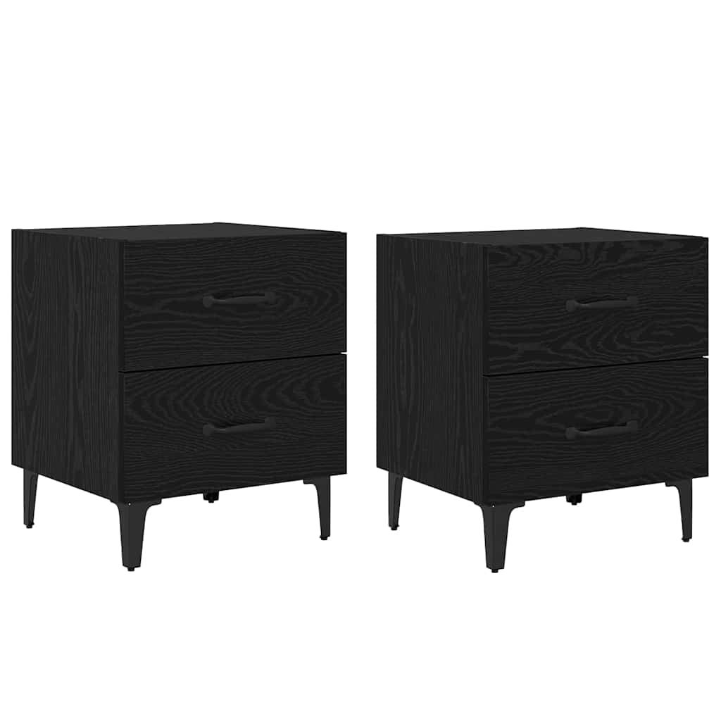 Sengeskab 2 stk. Sort eg 40 x 35 x 47,5 cm Konstrueret træ