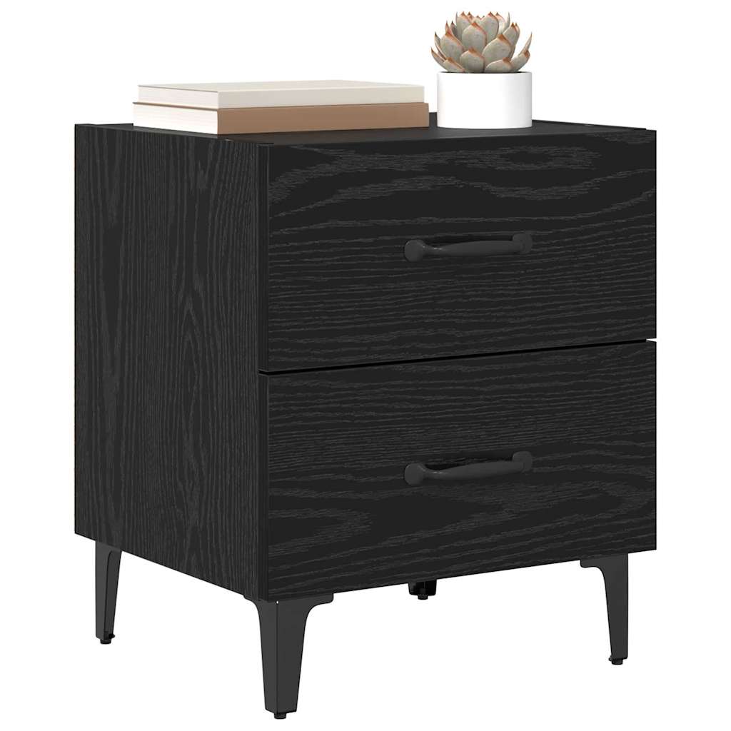 Sengeskab 2 stk. Sort eg 40 x 35 x 47,5 cm Konstrueret træ