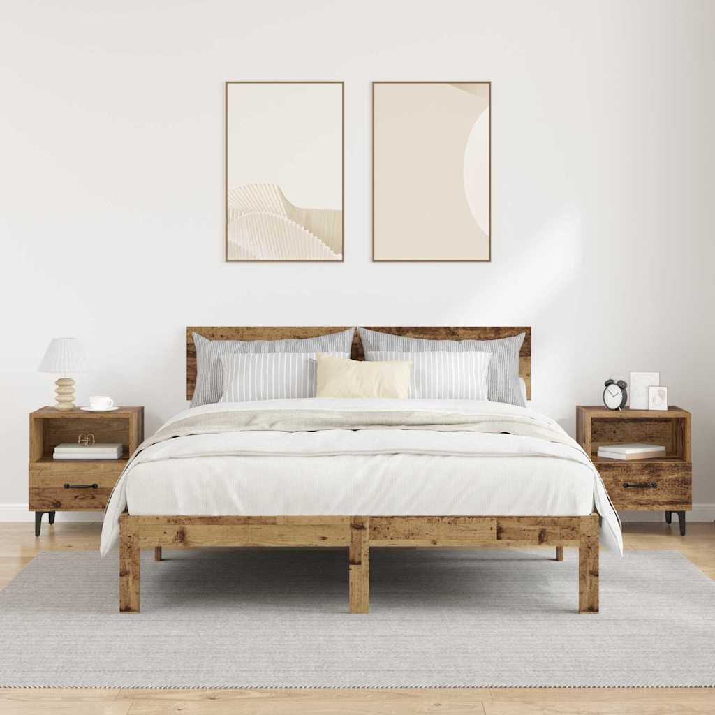 Natskab 2 stk. Gammelt træ 40 x 35 x 47,5 cm Konstrueret træ