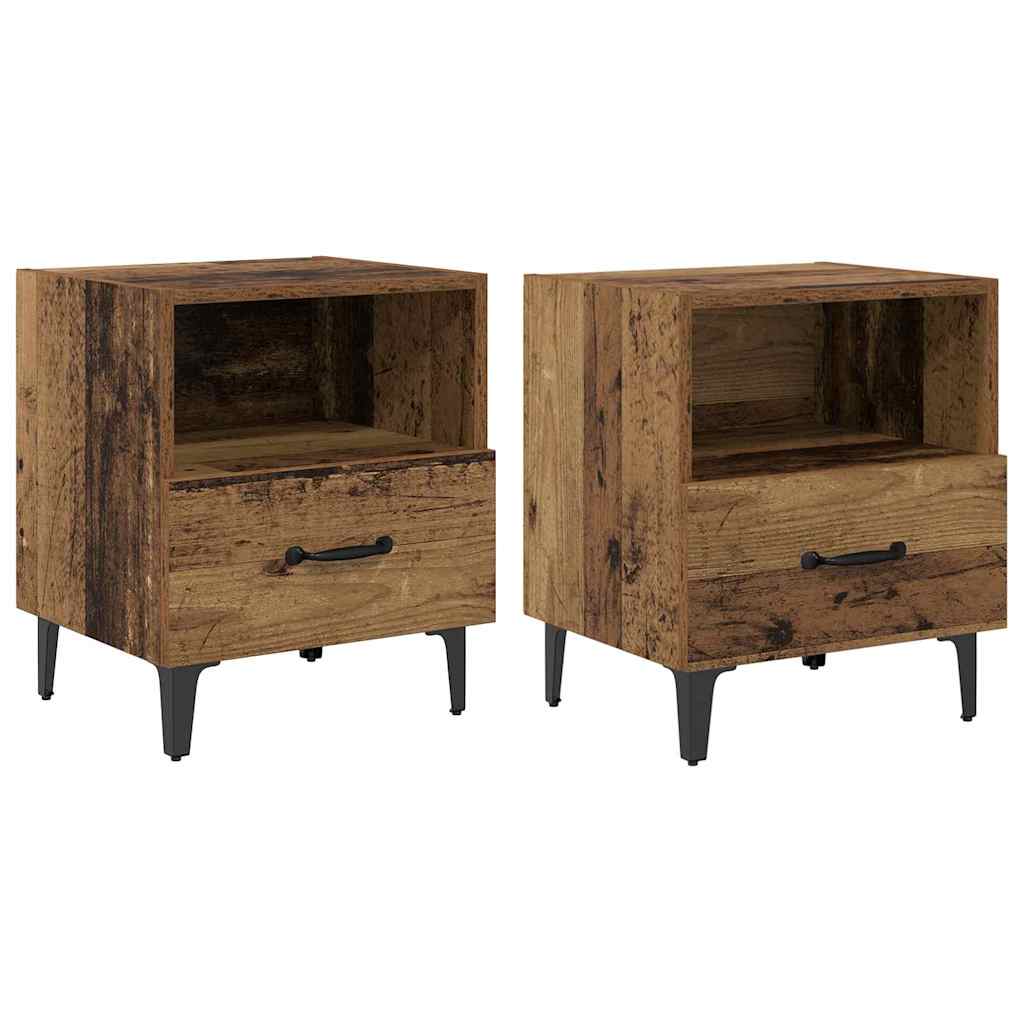Natskab 2 stk. Gammelt træ 40 x 35 x 47,5 cm Konstrueret træ