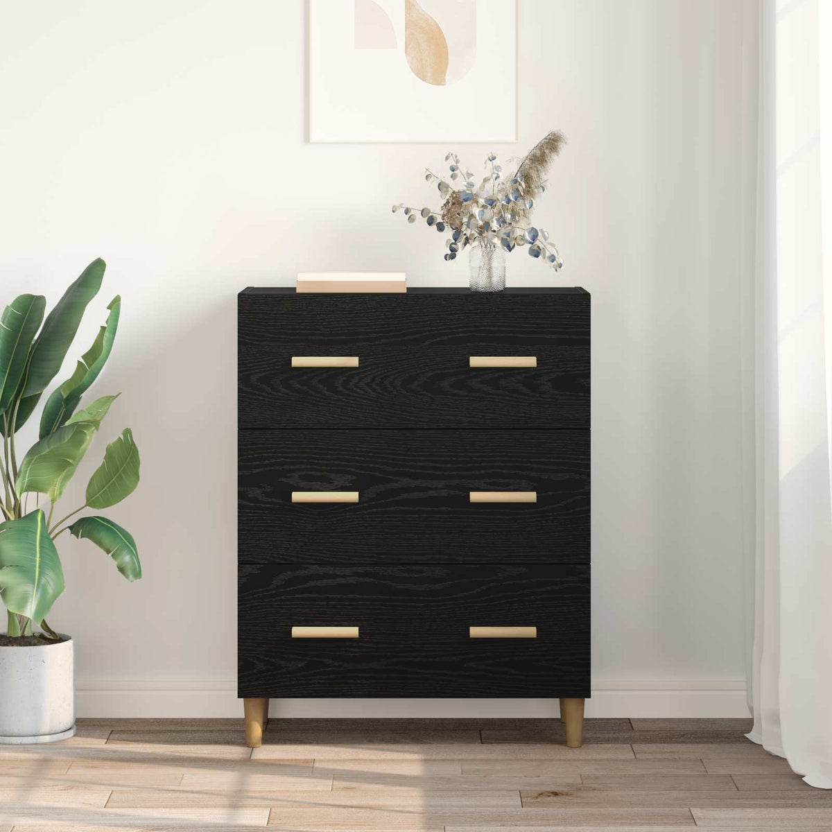 Sideboard Sort eg 69,5 x 34 x 90 cm Konstrueret træ