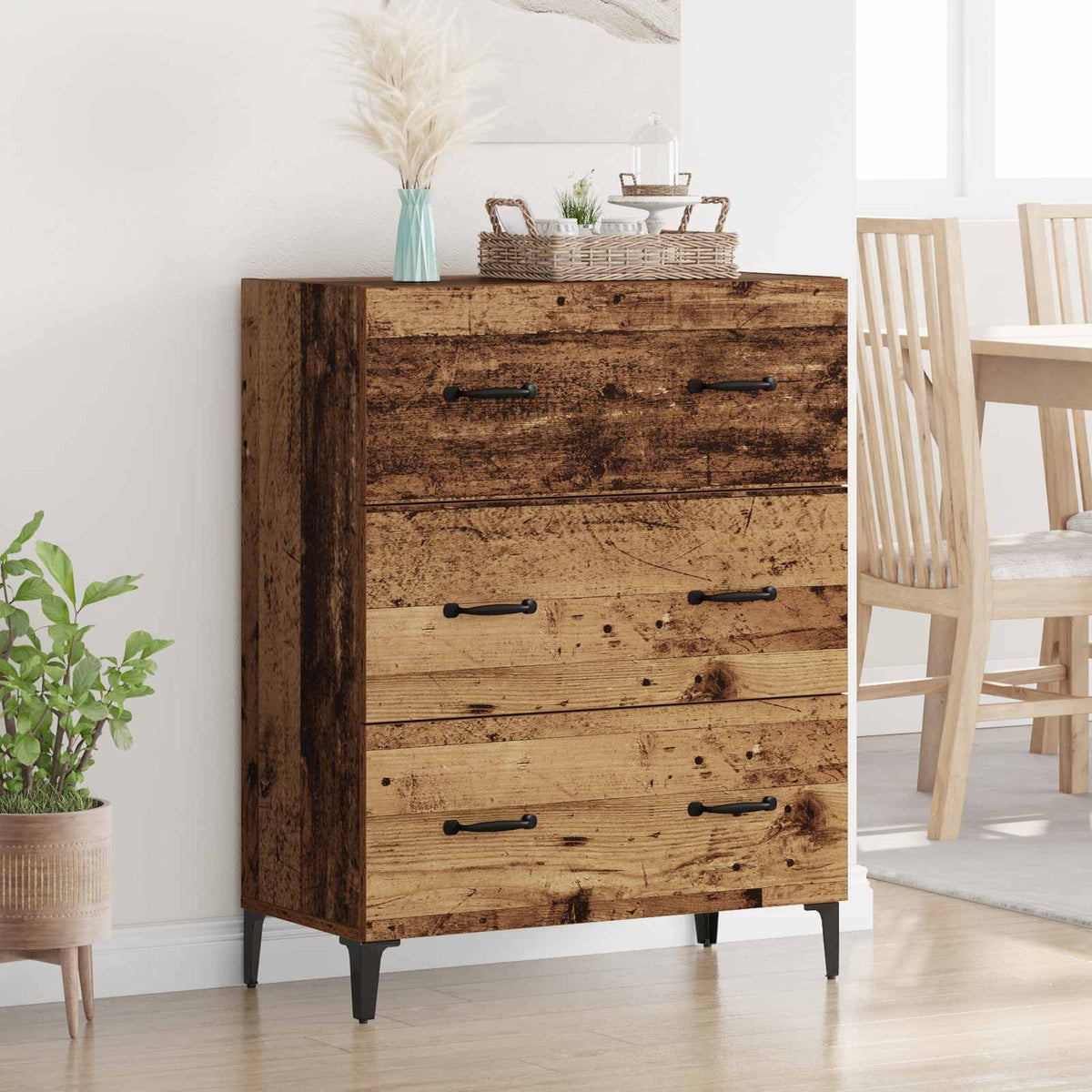 Sideboard Gammelt træ 69,5 x 34 x 90 cm Ingeniørt træ og jern