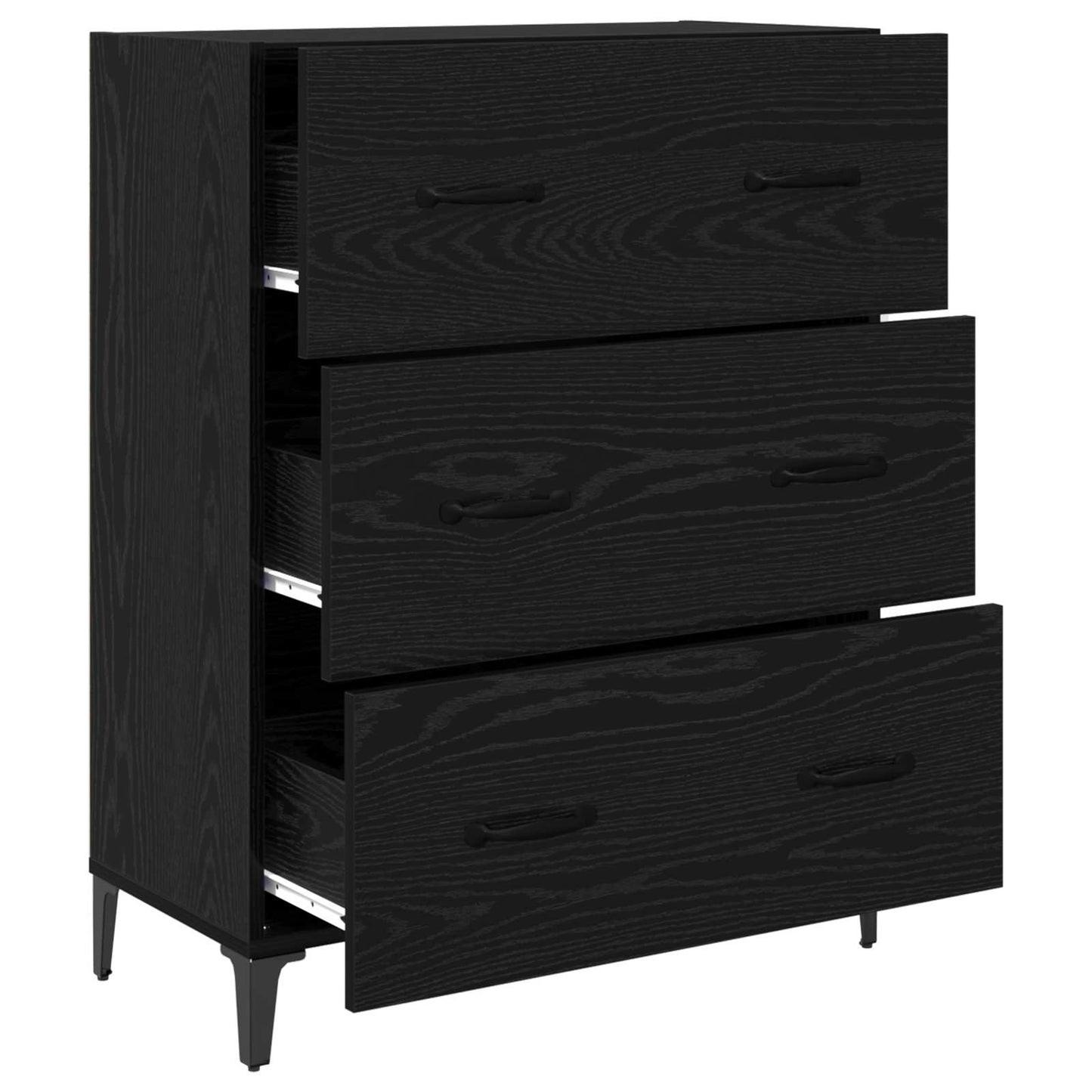 Sideboard Sort eg 69,5 x 34 x 90 cm Ingeniørt træ og jern