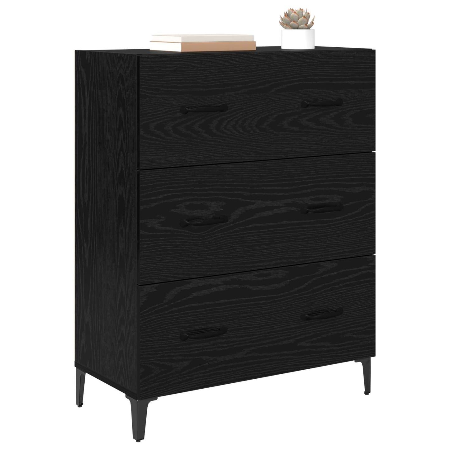 Sideboard Sort eg 69,5 x 34 x 90 cm Ingeniørt træ og jern